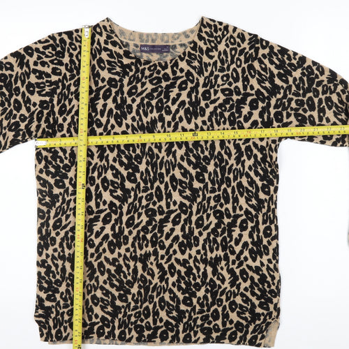 Marks and Spencer Women Beige Leopard Print Acrylic Jumper Size 14
