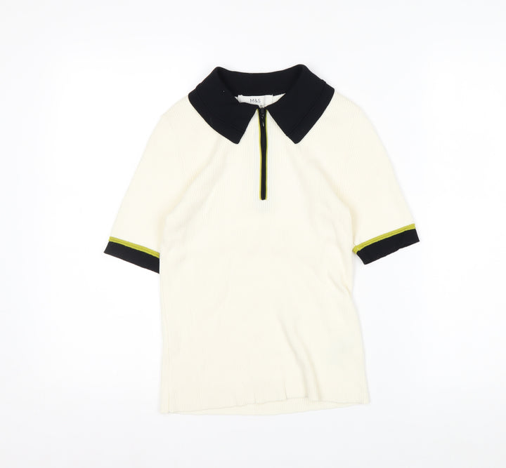 Marks and Spencer Women’s Ivory Knit Collared Polo Top Size S