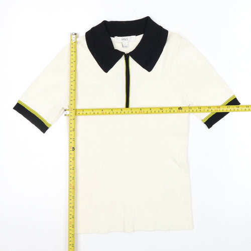 Marks and Spencer Women’s Ivory Knit Collared Polo Top Size S