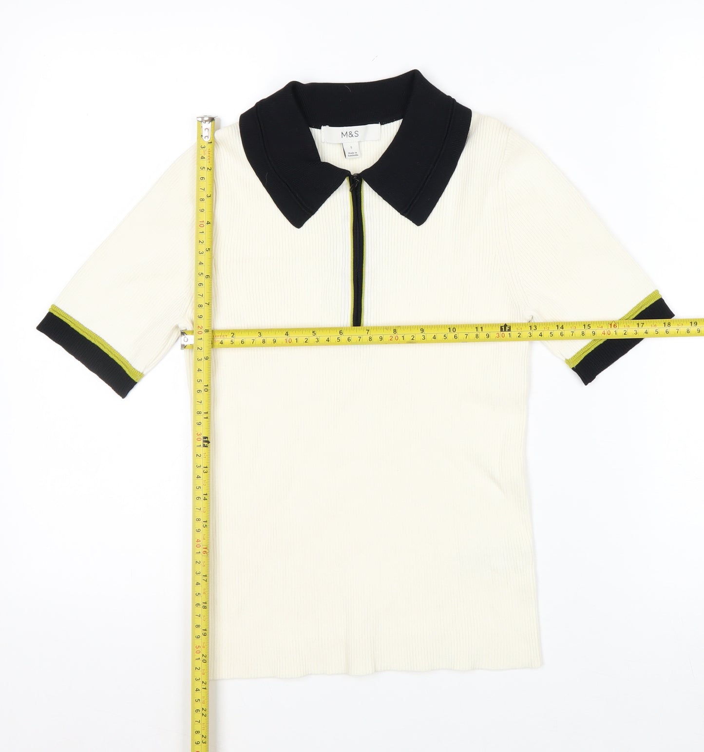 Marks and Spencer Women’s Ivory Knit Collared Polo Top Size S