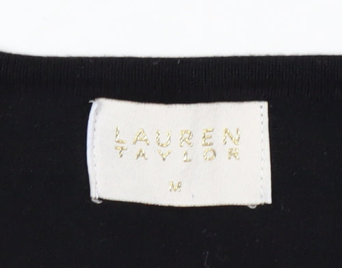 Lauren Taylor Womens Black Star Beaded Knit Jumper Size M