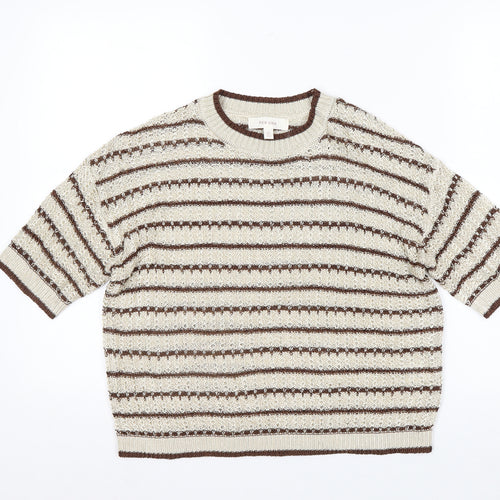 Marks and Spencer Per Una Women Beige Brown Striped Knit Jumper M