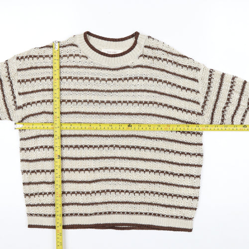 Marks and Spencer Per Una Women Beige Brown Striped Knit Jumper M