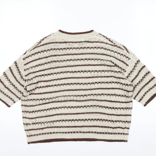 Marks and Spencer Per Una Women Beige Brown Striped Knit Jumper M