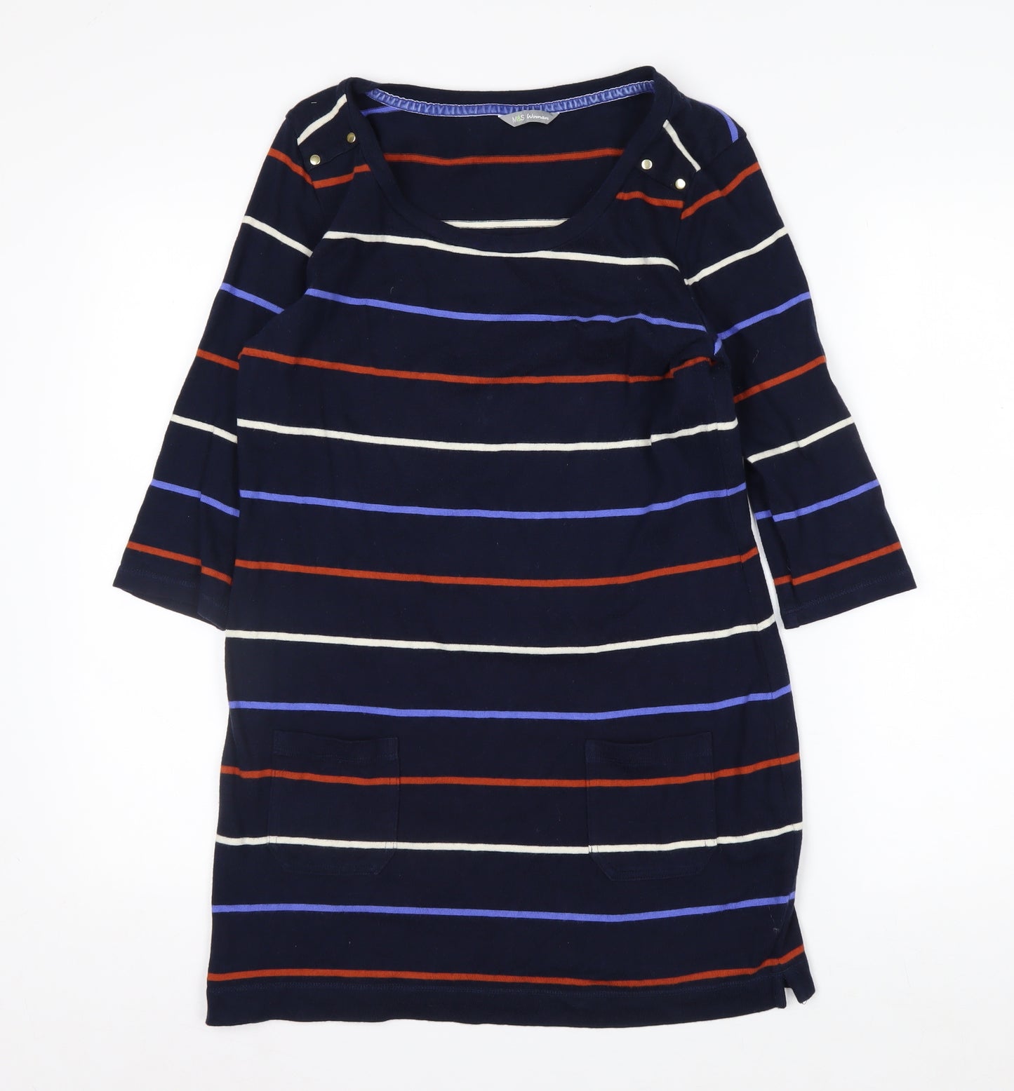 Marks and Spencer Women’s Blue Striped Cotton Tunic Top Size 10