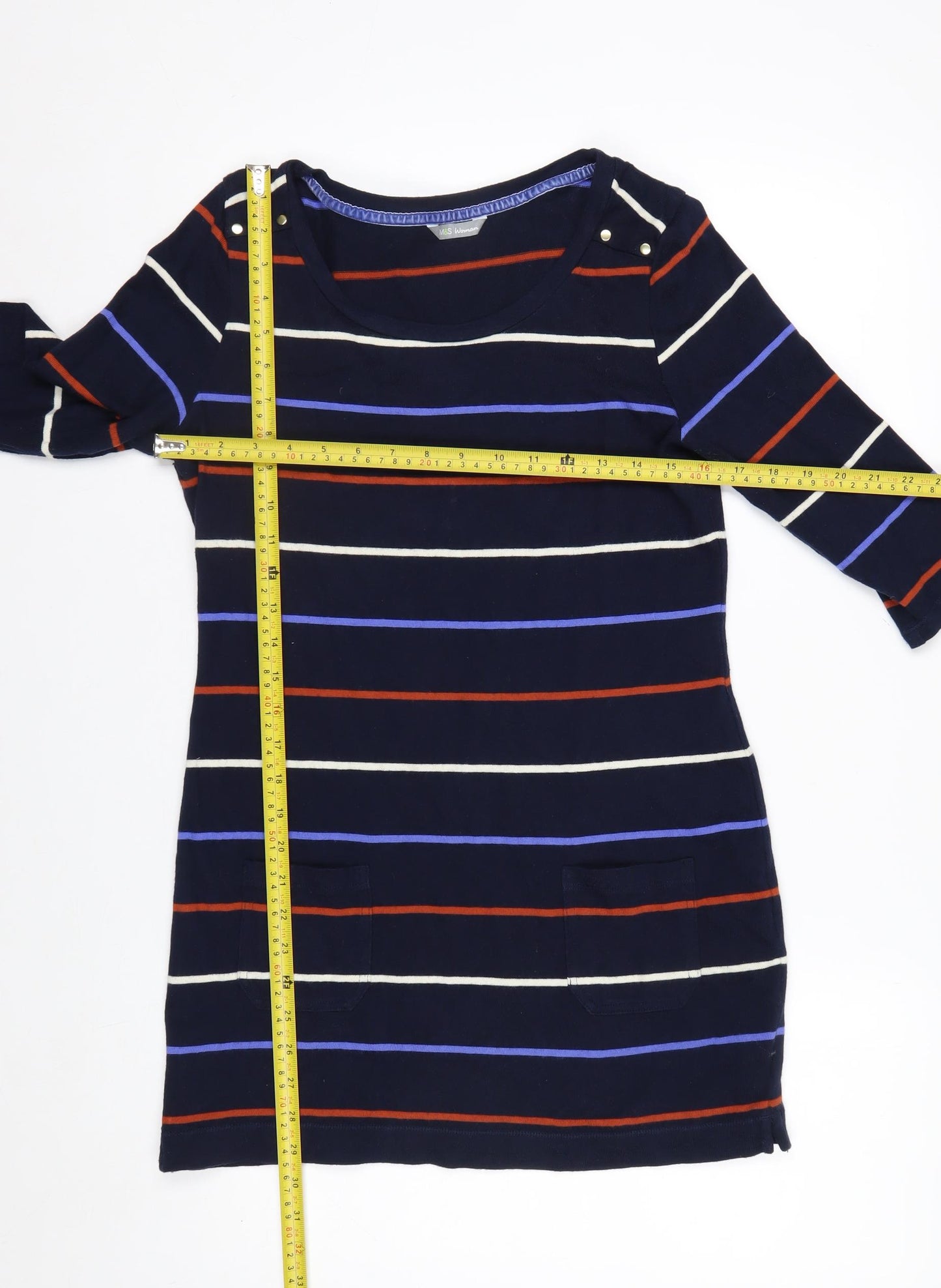 Marks and Spencer Women’s Blue Striped Cotton Tunic Top Size 10