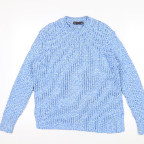 Marks and Spencer Women’s Blue Cotton Crew Neck Chunky Knit Jumper Size 14