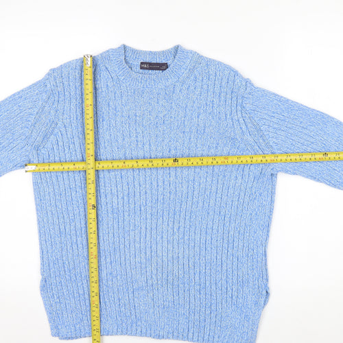 Marks and Spencer Women’s Blue Cotton Crew Neck Chunky Knit Jumper Size 14