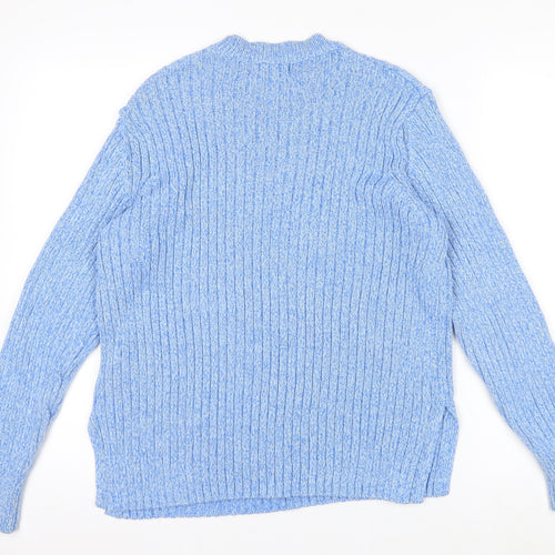 Marks and Spencer Women’s Blue Cotton Crew Neck Chunky Knit Jumper Size 14