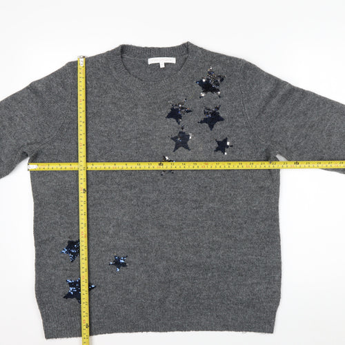 Next Women's Grey Sequin Star Pullover Jumper Size 16