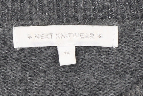 Next Women's Grey Sequin Star Pullover Jumper Size 16