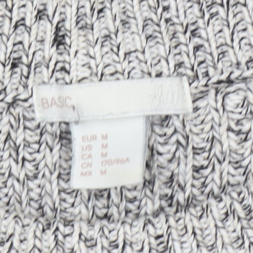 H&M Women Grey Chunky Knit Cotton Blend Crew Neck Jumper Size 12