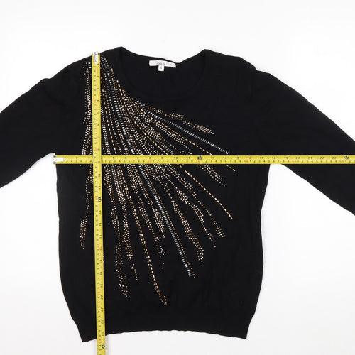 Vida Vi Women's Black Beaded Pullover Jumper Size S Party Knit