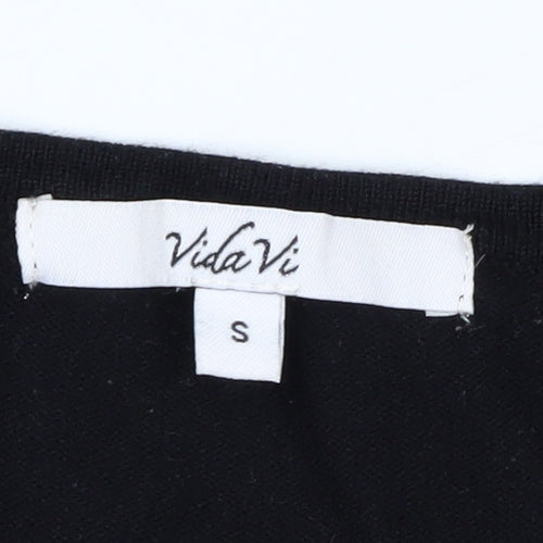 Vida Vi Women's Black Beaded Pullover Jumper Size S Party Knit