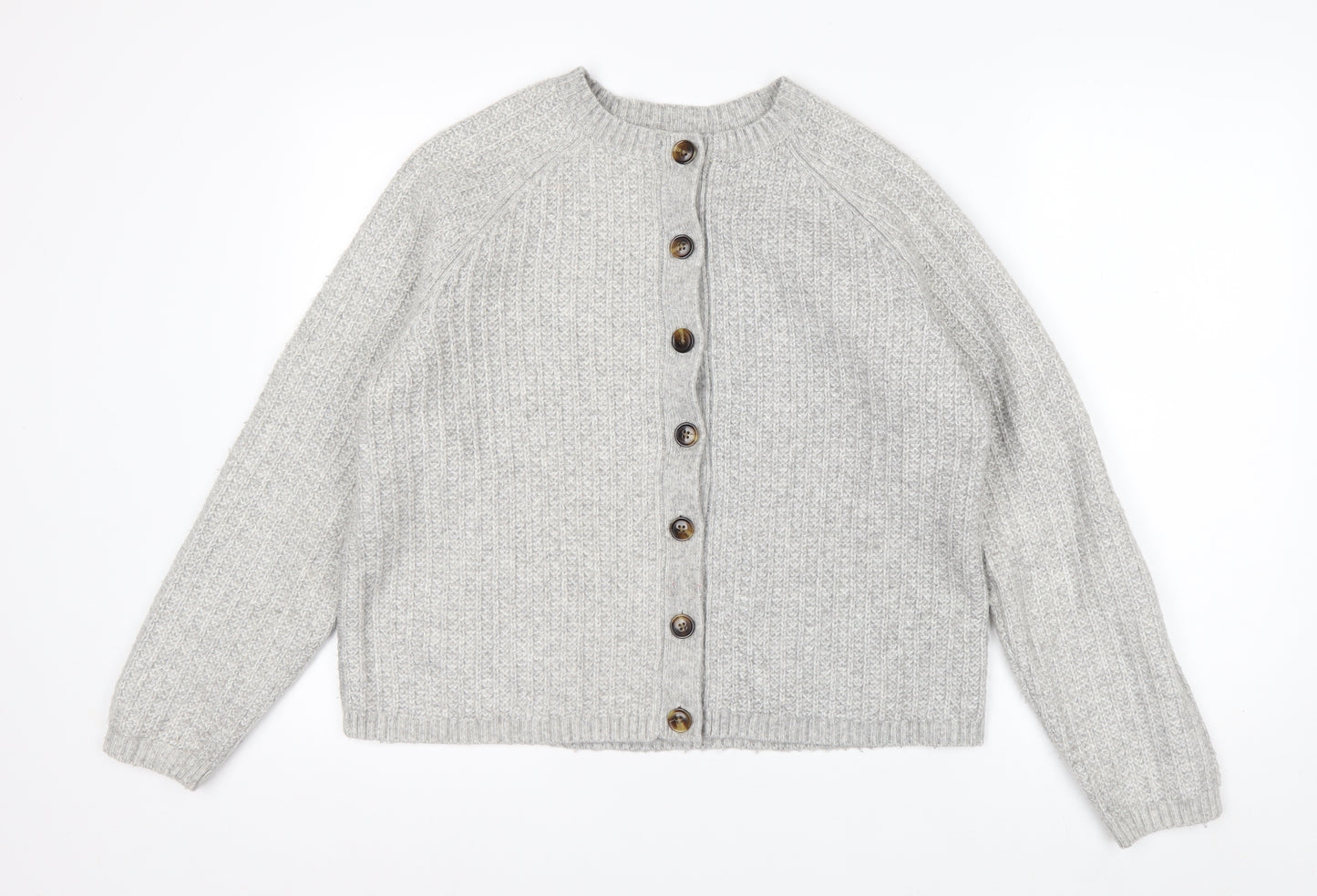 Marks and Spencer Womens Grey Chunky Knit Cardigan Size M