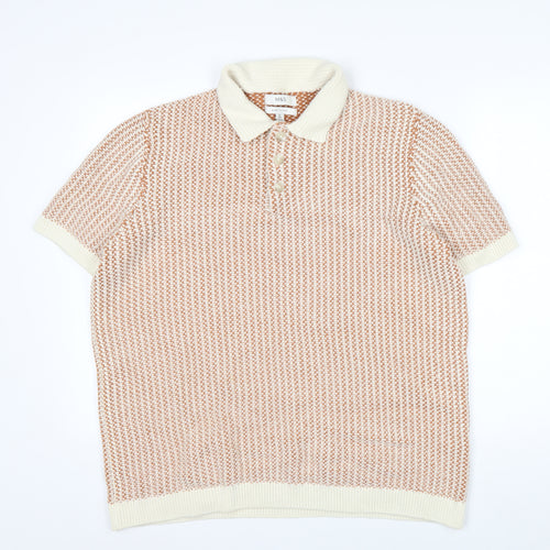 Marks and Spencer Men’s Beige Cotton Knit Polo Shirt XL Regular Fit