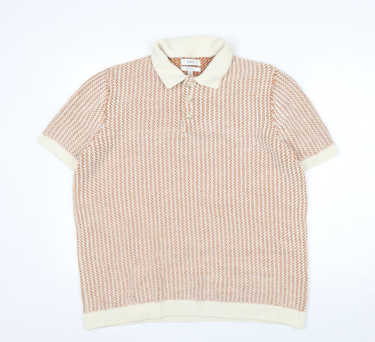 Marks and Spencer Men’s Beige Cotton Knit Polo Shirt XL Regular Fit