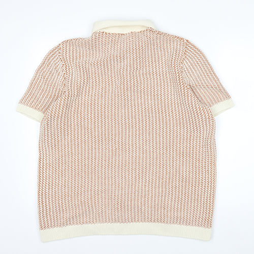 Marks and Spencer Men’s Beige Cotton Knit Polo Shirt XL Regular Fit