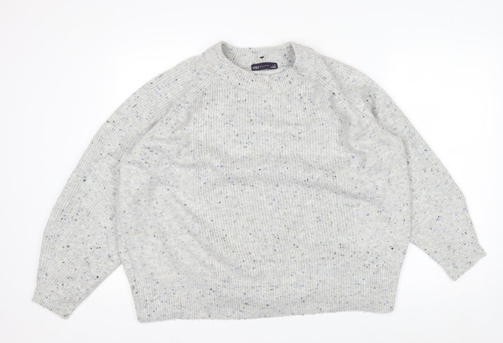 Marks and Spencer Men's Grey XL Crew Neck Chunky Knit Jumper