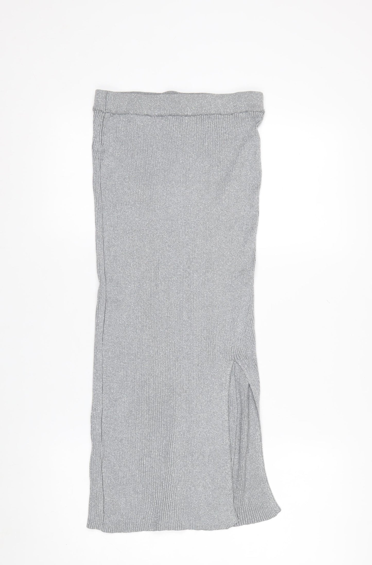 Zara Women’s Grey Knit Metallic Midi Pencil Skirt Size S
