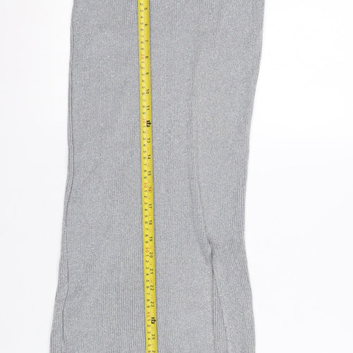 Zara Women’s Grey Knit Metallic Midi Pencil Skirt Size S