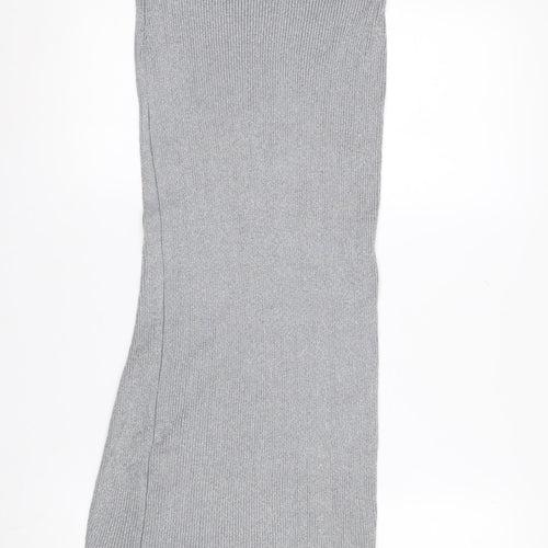 Zara Women’s Grey Knit Metallic Midi Pencil Skirt Size S