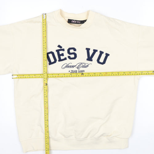 Dès Vu Women's Beige Pullover Sweatshirt XS Cotton Blend