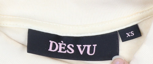 Dès Vu Women's Beige Pullover Sweatshirt XS Cotton Blend