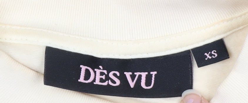 Dès Vu Women's Beige Pullover Sweatshirt XS Cotton Blend