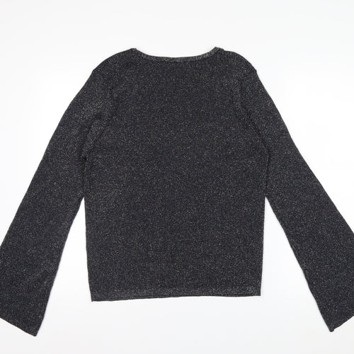 Marks and Spencer Women’s Black Glitter Knit Long Sleeve Top XL