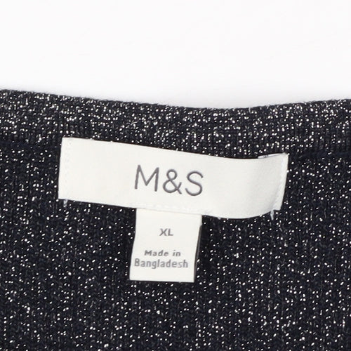 Marks and Spencer Women’s Black Glitter Knit Long Sleeve Top XL