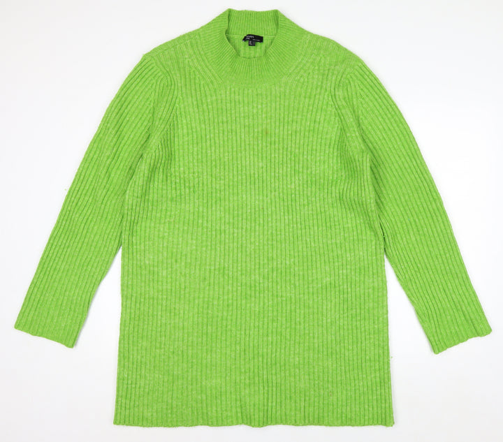 Nobody's Child Women Green Mock Neck Ribbed Long Sleeve Jumper L