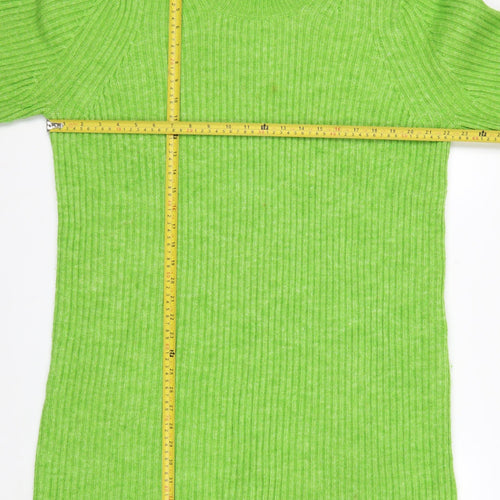 Nobody's Child Women Green Mock Neck Ribbed Long Sleeve Jumper L