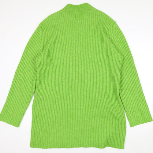 Nobody's Child Women Green Mock Neck Ribbed Long Sleeve Jumper L