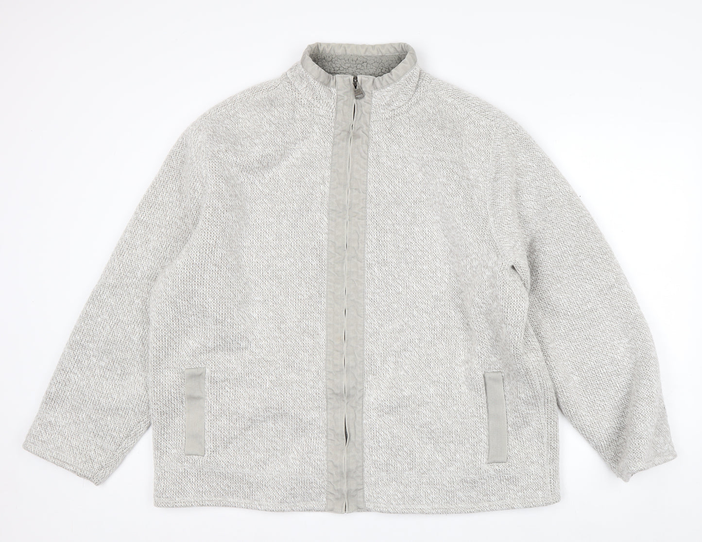 Marks and Spencer Men’s Grey Full Zip Acrylic Knit Jumper 2XL