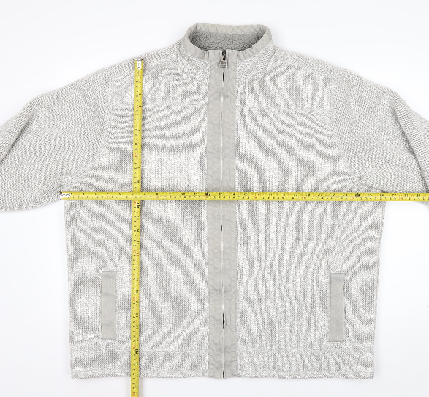 Marks and Spencer Men’s Grey Full Zip Acrylic Knit Jumper 2XL