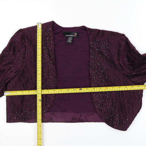 Laura Petites Purple Crinkle Woven Beaded Petite Blazer Women’s Size 14