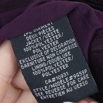 Laura Petites Purple Crinkle Woven Beaded Petite Blazer Women’s Size 14