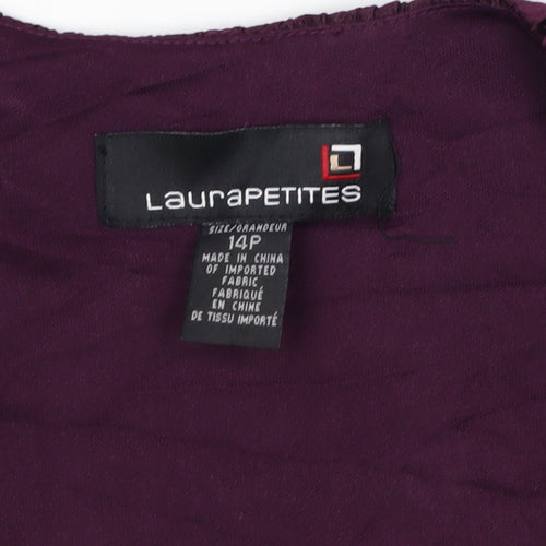 Laura Petites Purple Crinkle Woven Beaded Petite Blazer Women’s Size 14
