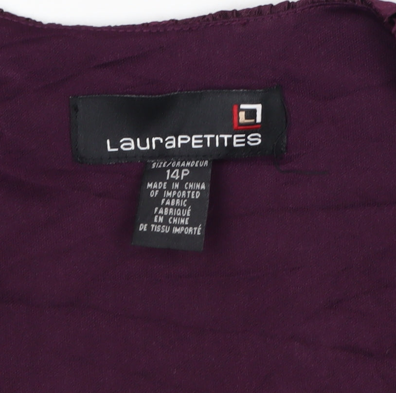 Laura Petites Purple Crinkle Woven Beaded Petite Blazer Women’s Size 14