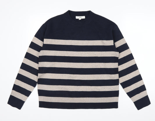 Marks and Spencer Men's Blue Striped Crew Neck Pullover Jumper Size M