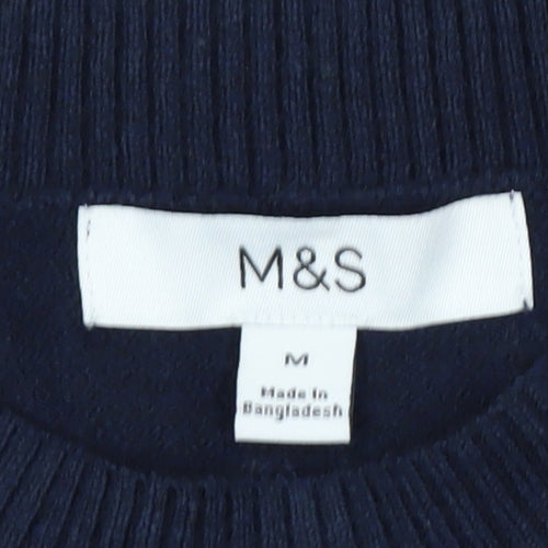 Marks and Spencer Men's Blue Striped Crew Neck Pullover Jumper Size M