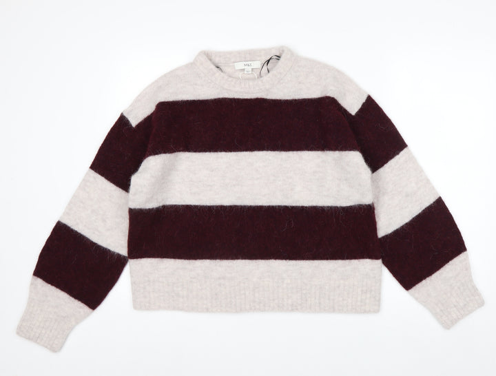 Marks and Spencer Women’s Multicoloured Striped Wool Alpaca Jumper Size S