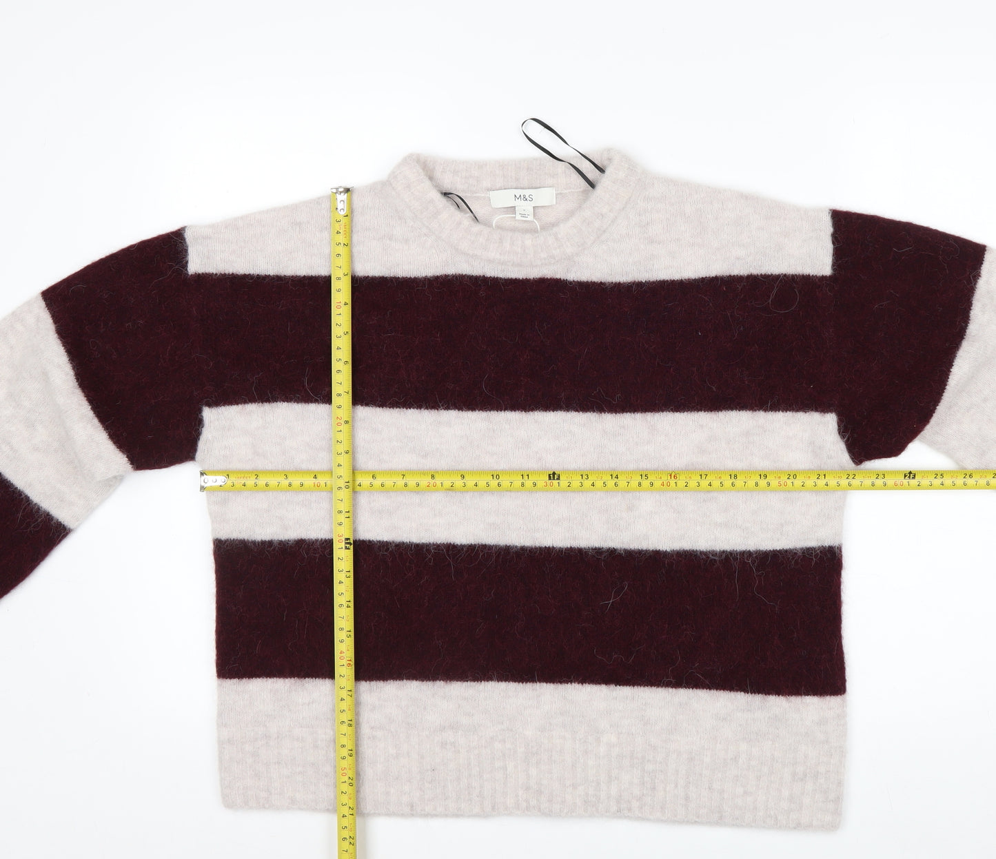 Marks and Spencer Women’s Multicoloured Striped Wool Alpaca Jumper Size S