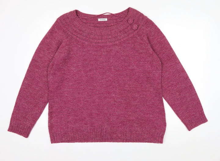 Damart Women’s Pink Crew Neck Pullover Jumper XL 22/24 Acrylic Blend