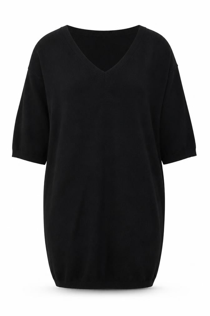 Front view of dRA Los Angeles Women Black S Pullover Knit Jumper Short Sleeve