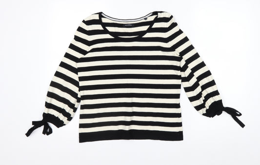 Marc O'Polo Women's Black & White Striped 3/4 Sleeve Jersey Top Size S