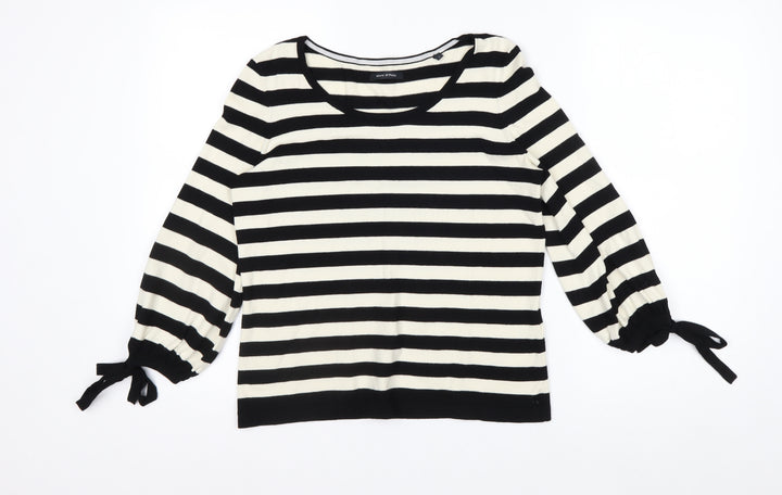 Marc O'Polo Women's Black & White Striped 3/4 Sleeve Jersey Top Size S