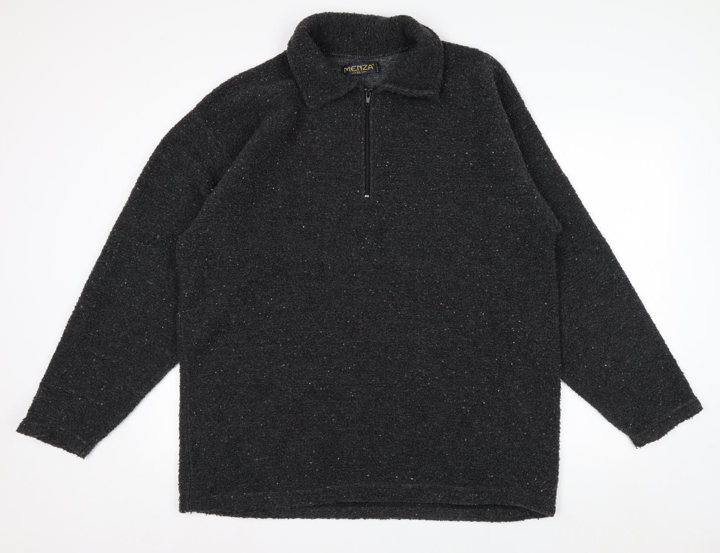 Menza Men’s Black XL Knit 1/2 Zip Pullover Sweatshirt