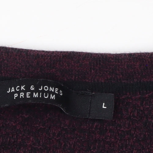 Jack & Jones Men’s Purple Cotton Crew Neck Jumper Size L